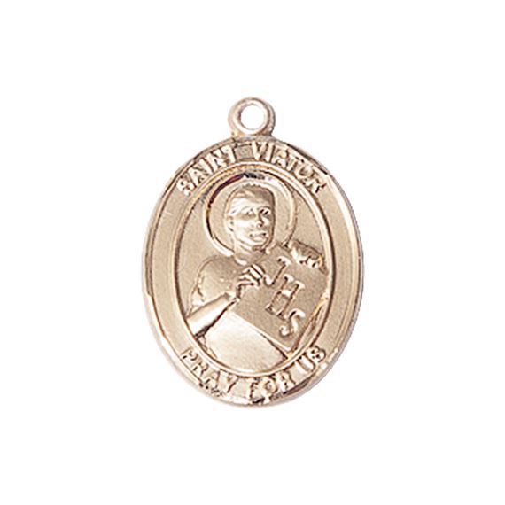 14KT GOLD ST VIATOR OF BERGAMO MEDAL - 3/4" x 1/2"