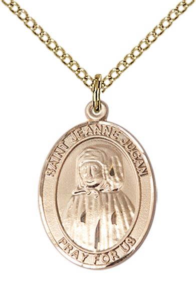 14KT GOLD FILLED ST JEANNE JUGAN PENDANT WITH CHAIN - 3/4" x 1/2"