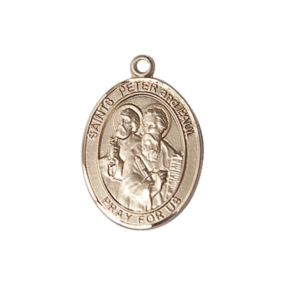 14KT GOLD ST PETER ST PAUL MEDAL - 3/4" x 1/2"