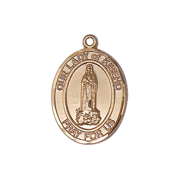 14KT GOLD OUR LADY OF KIBEHO MEDAL - 3/4" x 1/2"
