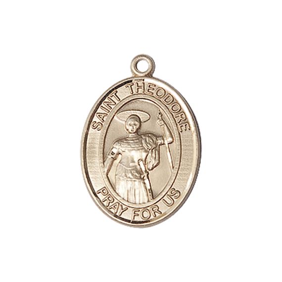 14KT GOLD ST THEODORE STRATELATES MEDAL - 3/4" x 1/2"