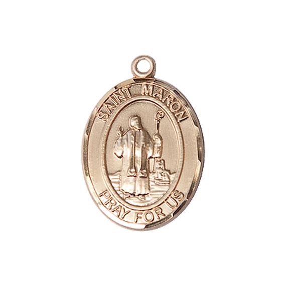 14KT GOLD ST MARON MEDAL - 3/4" x 1/2"