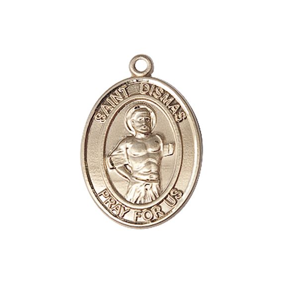 14KT GOLD ST DISMAS MEDAL - 3/4" x 1/2"