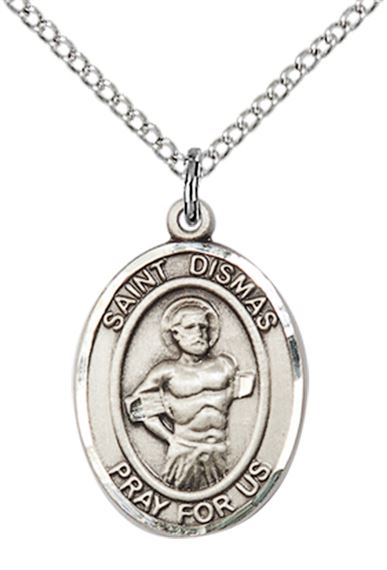 STERLING SILVER ST DISMAS PENDANT WITH CHAIN - 3/4" x 1/2"