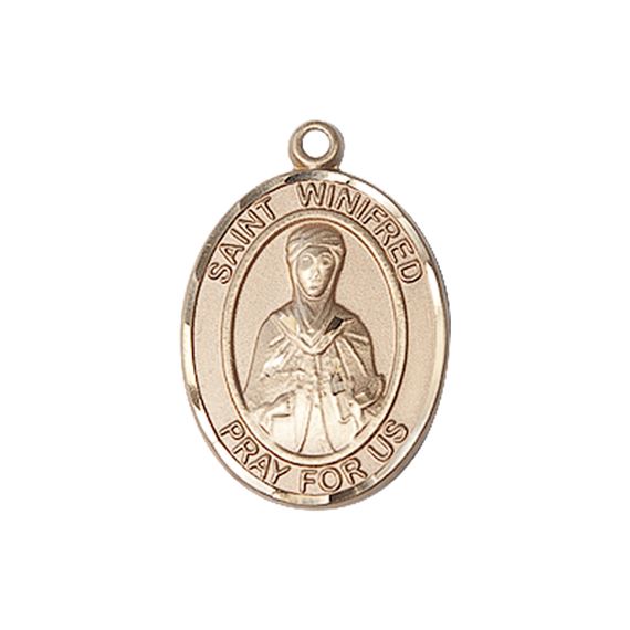 14KT GOLD ST WINIFRED OF WALES MEDAL - 3/4" x 1/2"