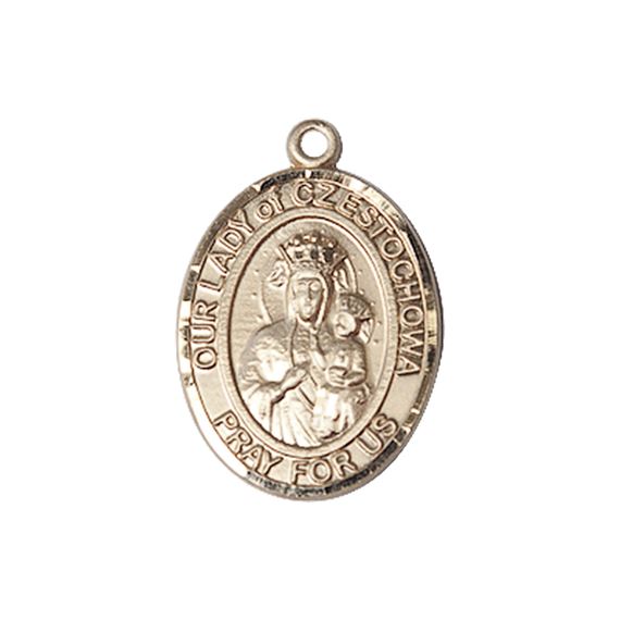 14KT GOLD OUR LADY OF CZESTOCHOWA MEDAL - 3/4" x 1/2"