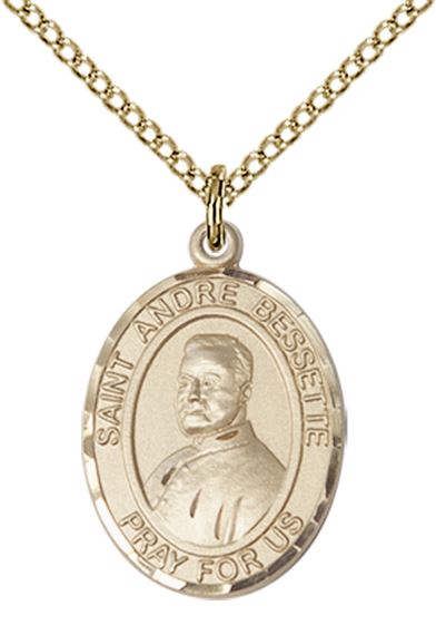 14KT GOLD FILLED ST ANDRE BESSETTE PENDANT WITH CHAIN - 3/4" x 1/2"