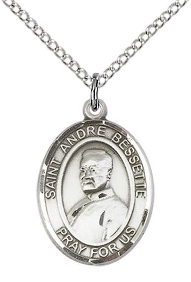 STERLING SILVER ST ANDRE BESSETTE PENDANT WITH CHAIN - 3/4" x 1/2"