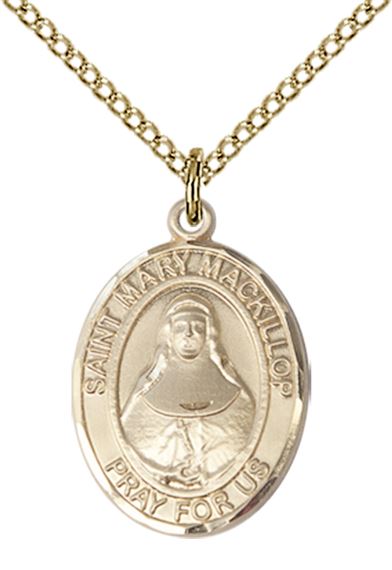 14KT GOLD FILLED ST MARY MACKILLOP PENDANT WITH CHAIN - 3/4" x 1/2"