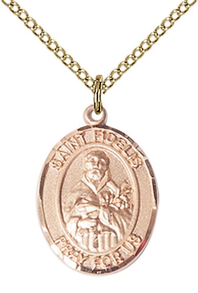 14KT GOLD FILLED ST FIDELIS PENDANT WITH CHAIN - 3/4" x 1/2"