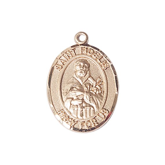 14KT GOLD ST FIDELIS MEDAL - 3/4" x 1/2"