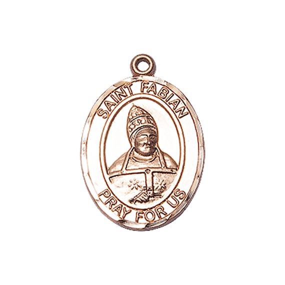 14KT GOLD ST FABIAN MEDAL - 3/4" x 1/2"