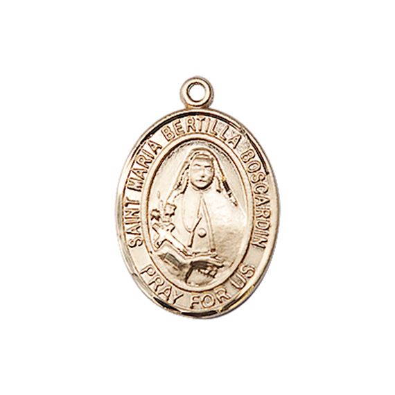 14KT GOLD ST MARIA BERTILLA BOSCARDIN MEDAL - 3/4" x 1/2"