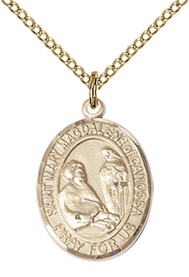 14KT GOLD FILLED ST MARY MAGDALENE OF CANOSSA PENDANT WITH CHAIN - 3/4" x 1/2"