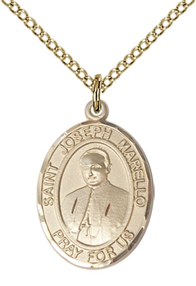 14KT GOLD FILLED ST JOSEPH MARELLO PENDANT WITH CHAIN - 3/4" x 1/2"