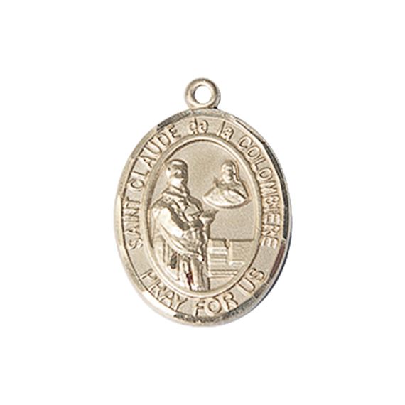 14KT GOLD ST CLAUDE DE LA COLOMBIERE MEDAL - 3/4" x 1/2"