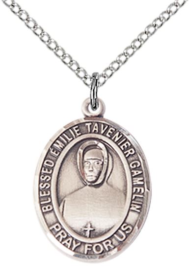 STERLING SILVER BLESSED EMILIE TAVERNIER GAMELIN PENDANT WITH CHAIN - 3/4" x 1/2"