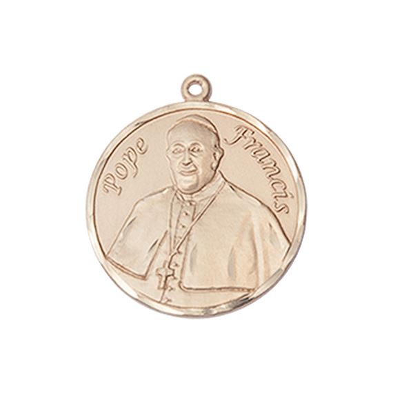 14KT GOLD POPE FRANCIS MEDAL - 3/4" x 5/8"