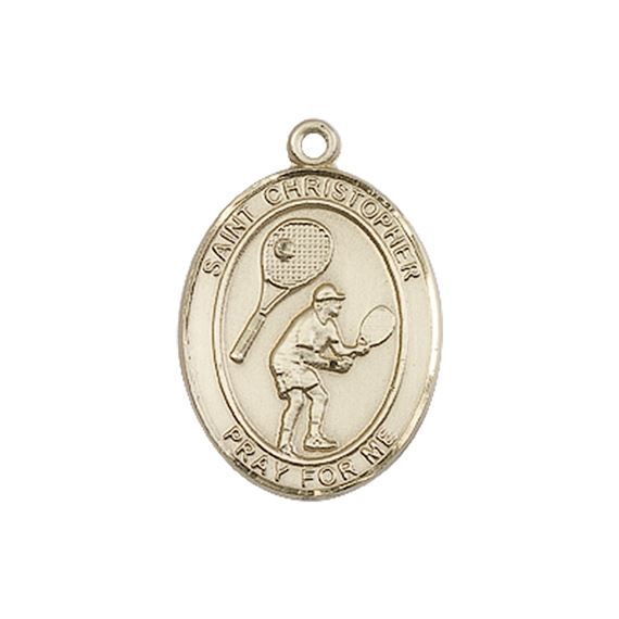14KT GOLD ST CHRISTOPHER TENNIS MEDAL - 3/4" x 1/2"