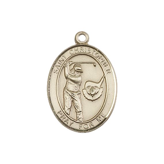 14KT GOLD ST CHRISTOPHER GOLF MEDAL - 3/4" x 1/2"
