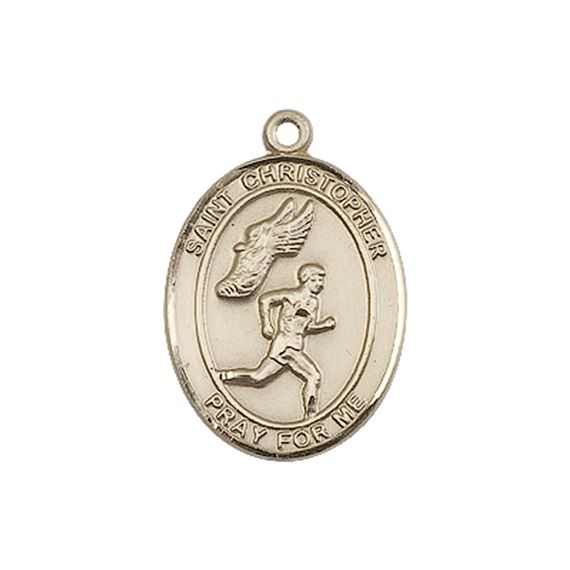 14KT GOLD ST CHRISTOPHER TRACK&FIELD MEDAL - 3/4" x 1/2"