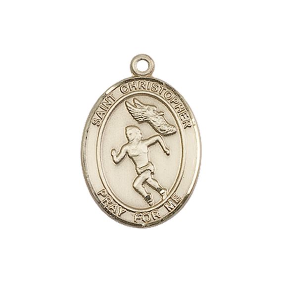 14KT GOLD ST CHRISTOPHER TRACK&FIELD MEDAL - 3/4" x 1/2"