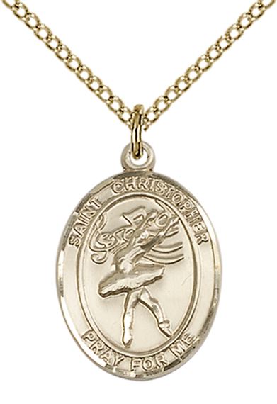 14KT GOLD FILLED ST CHRISTOPHER DANCE MEDAL - 3/4" x 1/2"