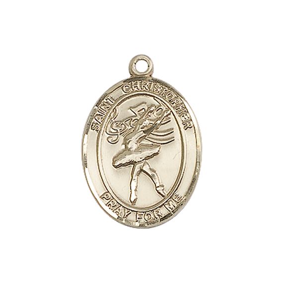 14KT GOLD ST CHRISTOPHER DANCE MEDAL - 3/4" x 1/2"