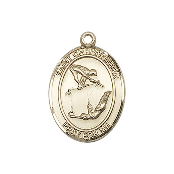14KT GOLD ST CHRISTOPHER-GYMNASTIC MEDAL - 3/4" x 1/2"