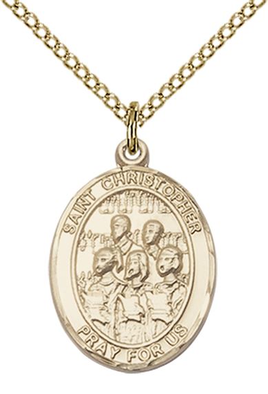 14KT GOLD FILLED ST CHRISTOPHER CHOIR MEDAL - 3/4" x 1/2"