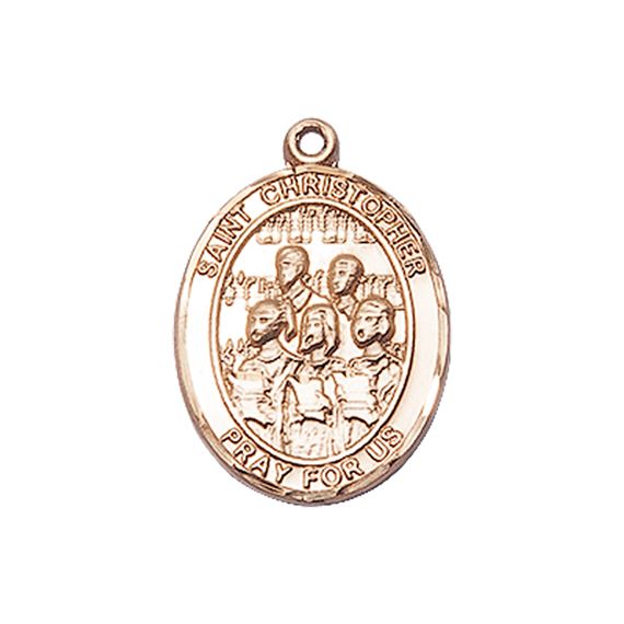 14KT GOLD ST CHRISTOPHER CHOIR MEDAL - 3/4" x 1/2"