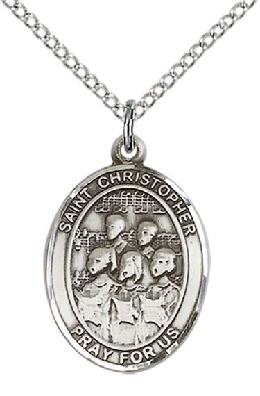 STERLING SILVER ST CHRISTOPHER CHOIR MEDAL - 3/4" x 1/2"