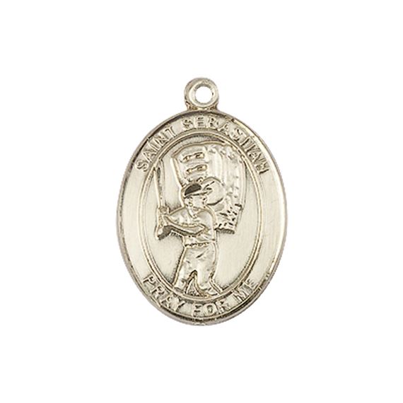 14KT GOLD ST SEBASTIAN BASEBALL MEDAL - 3/4" x 1/2"