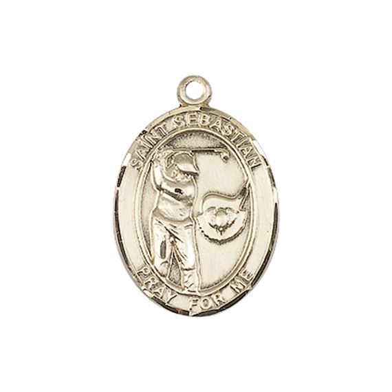 14KT GOLD ST SEBASTIAN GOLF MEDAL - 3/4" x 1/2"