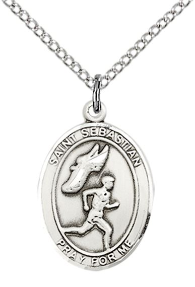 STERLING SILVER ST SEBASTIAN TRACK AND FIELD MEDAL - 3/4" x 1/2"