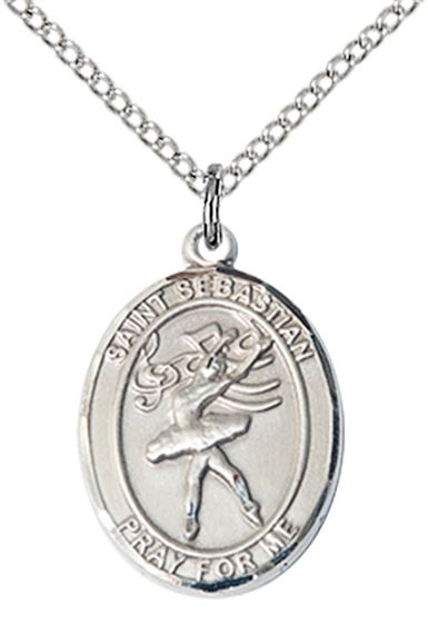 STERLING SILVER ST SEBASTIAN DANCE MEDAL - 3/4" x 1/2"