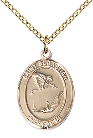 14KT GOLD FILLED ST SEBASTIAN GYMNASTICS MEDAL - 3/4" x 1/2"