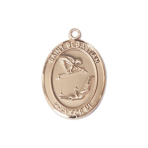 14KT GOLD ST SEBASTIAN GYMNASTICS MEDAL - 3/4" x 1/2"