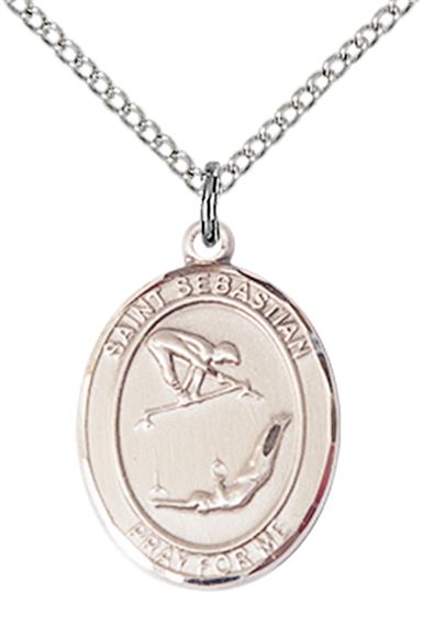 STERLING SILVER ST SEBASTIAN GYMNASTICS MEDAL - 3/4" x 1/2"