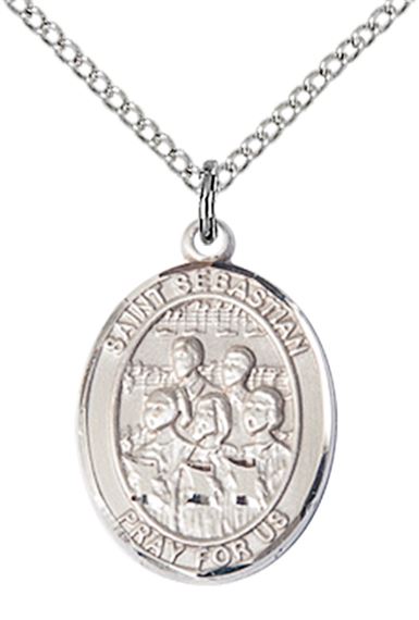 STERLING SILVER ST SEBASTIAN CHOIR MEDAL - 3/4" x 1/2"