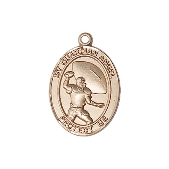 14KT GOLD GUARDIAN ANGEL TRACK&FIELD MEDAL - 3/4" x 1/2"