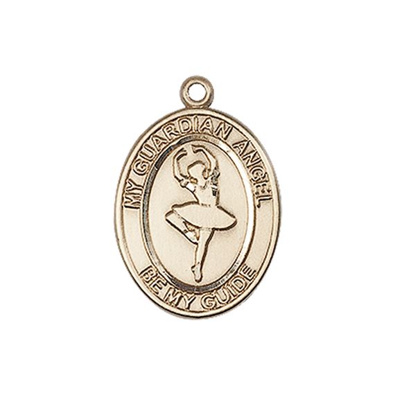 14KT GOLD GUARDIAN ANGEL DANCE MEDAL - 3/4" x 1/2"