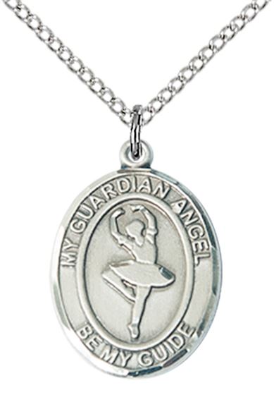 STERLING SILVER GUARDIAN ANGEL DANCE PENDANT WITH CHAIN - 3/4" x 1/2"