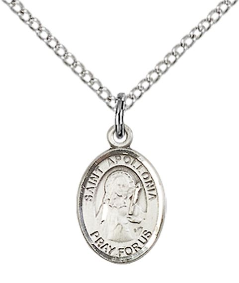 STERLING SILVER ST APOLLONIA PENDANT WITH CHAIN - 1/2" x 1/4"