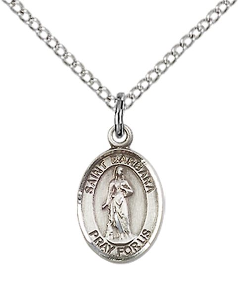 STERLING SILVER ST BARBARA PENDANT WITH CHAIN - 1/2" x 1/4"