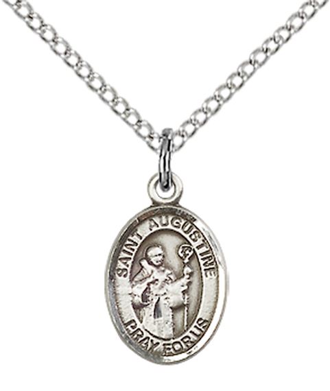 STERLING SILVER ST AUGUSTINE PENDANT WITH CHAIN - 1/2" x 1/4"