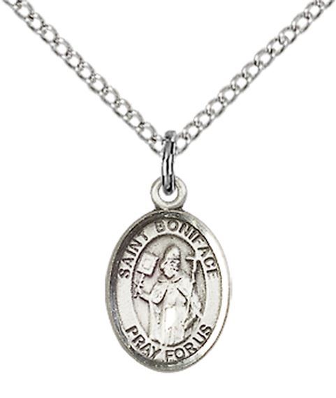 STERLING SILVER ST BONIFACE PENDANT WITH CHAIN - 1/2" x 1/4"
