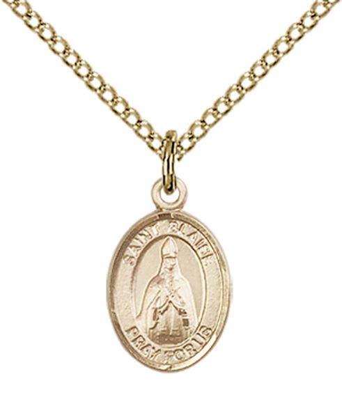 14KT GOLD FILLED ST BLAISE PENDANT WITH CHAIN - 1/2" x 1/4"