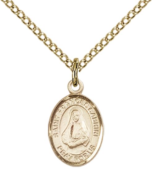 14KT GOLD FILLED ST FRANCES CABRINI PENDANT WITH CHAIN - 1/2" x 1/4"