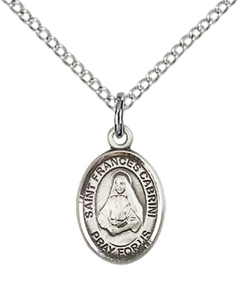 STERLING SILVER ST FRANCES CABRINI PENDANT WITH CHAIN - 1/2" x 1/4"